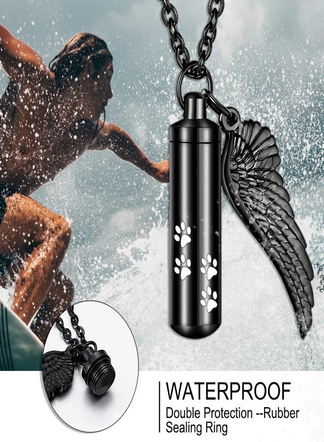abooxiu Cylinder Cremation Necklace for Pet Ashes Urn Necklace with Angel Wing Pet Paw Ashes Necklace for Dog/Cat Pet Memorial Keepsake Jewelry - Image 5